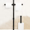 Cast Iron Metal Pedestal Toilet Paper Holder with Shelf Storage, Free Standing Bathroom Toilet Tissue Paper Roll Holder with Shelf Mobile Phone Wipe Rolls, Black Finish 650mm # 6330 - Image 4