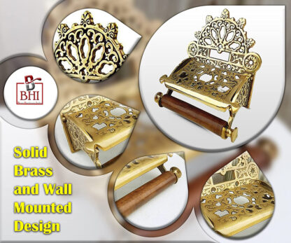 Cast Iron Toilet Paper Holder – Victorian Style Wall Mounted - Toilet Loo Roll Holder - Novelty Polish Brass Finish 210mm #1381 - Image 7