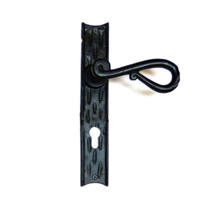Cast Iron Europe Knot Style Lever Door Handle On Plate With Euro Cylinder Keyhole 92x255mm #1451 - Image 3
