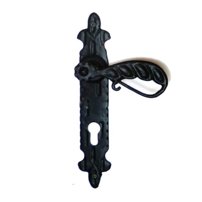 Cast Iron Europe Lever Door Handle On Plate With Euro Cylinder Keyhole 92x255mm #1453 - Image 3