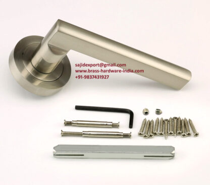 Brass Lever Door Handle on Rosette Manivelas 50mm Polished Chrome #1067 - Image 3