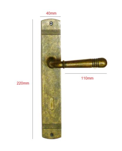 Brass Lever Handle On Plate 220x40mm PLATE x110mm HANDLE #1100 - Image 2