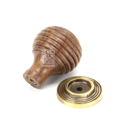 WOOD+BRASS BEEHIVE REEDED KNOB ON FLAT REEDED ROSE 55mm#1188 - Image 3