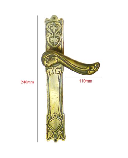 Brass Door Handle On Plate 240mm Plate, 110mm Handle #1281 - Image 2