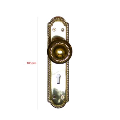 Georgian Brass Door Sprung Knob Handle On Plate 185mm #1284 - Image 2