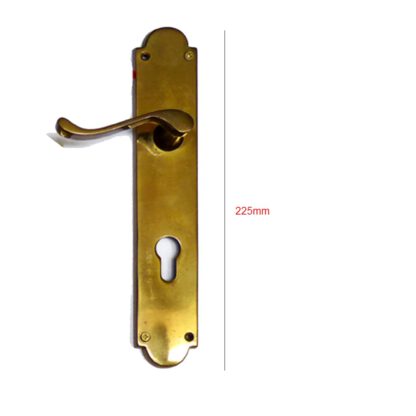 BRASS VICTORIAN BRASS LEVER LOCK DOOR HANDLE ON PLATE 225mm #1286 - Image 2