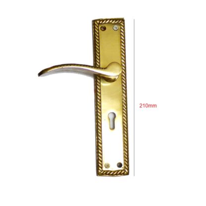 Brass Lever Lock Door Handle On Plate 210mm #1288 - Image 2