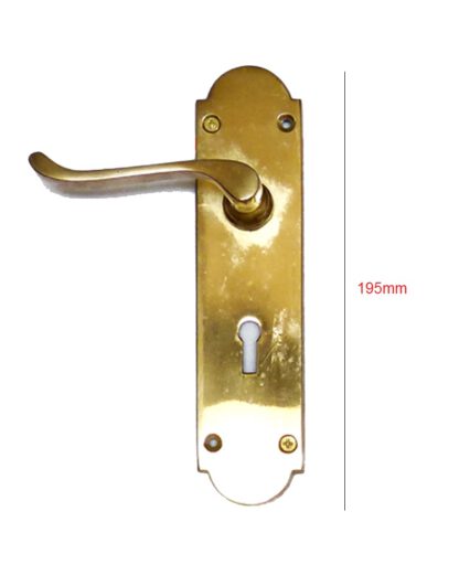 Brass Lever Lock Door Handle On Plate 195mm #1295 - Image 2