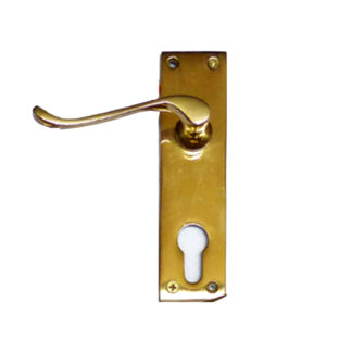 VICTORIAN BRASS LEVER LOCK DOOR HANDLE ON PLATE 145mm #1299