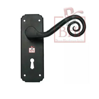 Handle Forged Iron Door Rat Tail Lever Handle On Plate With Keyhole 150mm #1440