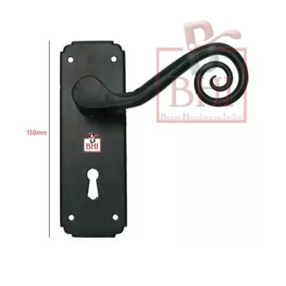 Handle Forged Iron Door Rat Tail Lever Handle On Plate With Keyhole 150mm #1440 - Image 2