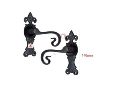 Cast Iron Door Handle On Plate 170mm #1446 - Image 2