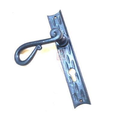 Cast Iron Europe Knot Style Lever Door Handle On Plate With Euro Cylinder Keyhole 92x255mm #1451