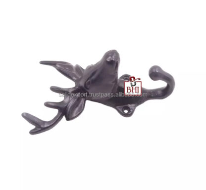 Cast Iron Animal Coat Hook"REINDEER" Style 150mm #1584 Matt Black Finish - Image 2
