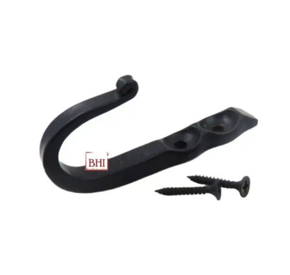 Hand Forged Iron Coat Hook 85mm #1588 Black Finish - Image 4