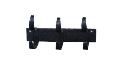 Hand Forged Iron Rail Hooks with Three Hangers 175mm #1616 Bees Waxed Oil Black Rustic Finishes