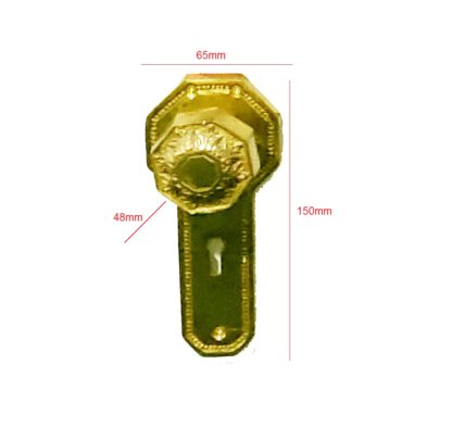 BRASS DOOR KNOB ON BACKPLATE WITH KEYHOLE 150#1998 - Image 2