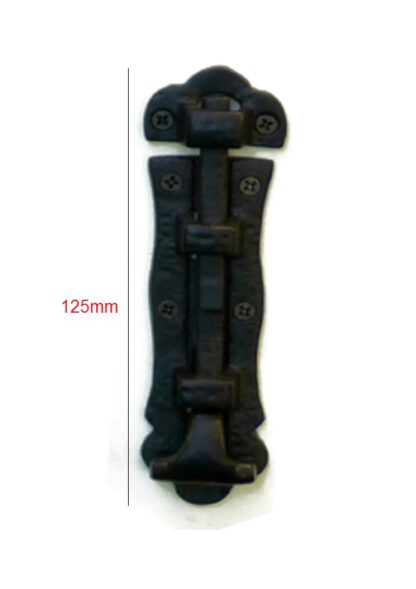 Cast Iron Door Bolt Scroll Style Black powder coated, Surface Mounted Door Bolt, Sliding Door Lock, Lock Bolts for Securing Internal Doors for Bedrooms, Bathrooms, Storage Units and Cupboards 125mm #2286 - Image 2