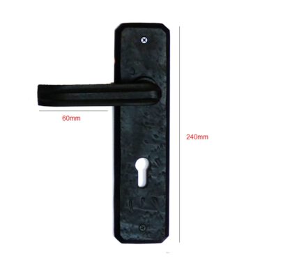 Cast Iron British Victorian Lever Door Handle On Plate With Keyhole 240mm #2597 - Image 2
