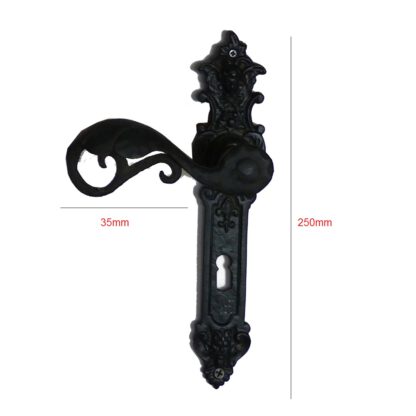 Cast Iron Door Handle On Plate 250x35mm #2598 - Image 2