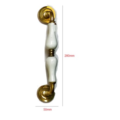 Brass Door Pull Handle On Rosette With Ceramic Grips 280mm #2646 - Image 2