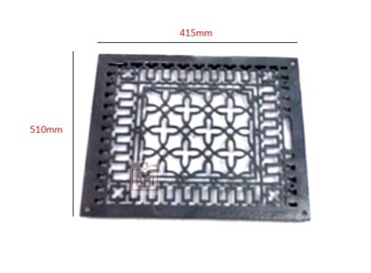 Brass Hardware India Supply Manufacturing Black Air Vent Cover Grille Floor Heat Vent Register Grille Heavy Cast Iron Design Rustic Duct Cover Overall Black Powder Coated Finish 510mm #2819 - Image 2