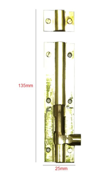 Door Lock Bolt Brass Sliding Latch Bolt with Screws - Lock for Bathroom, Bedroom, Toilet, Shed, Pet Doors Polish Brass Finish 135mm #2969 - Image 2