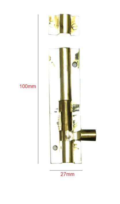 Door Lock Bolt Brass Sliding Latch Bolt with Screws - Lock for Bathroom, Bedroom, Toilet, Shed, Pet Doors Polish Brass Finish 100mm #2970 - Image 2