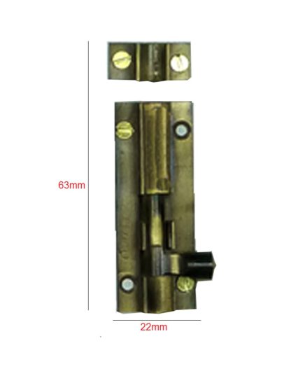 Door Lock Bolt Brass Antique Sliding Latch Bolt with Screws - Lock for Bathroom, Bedroom, Toilet, Shed, Pet Doors Polish Brass Finish  63mm #2973 - Image 2