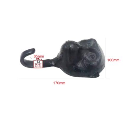 Cast Iron Animal Coat Hook"Monkey" Style 170mm#3917 Matt Black Finish - Image 2