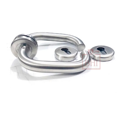 Stainless Steel Door Handle On Rose With Keyhole 150mm #4068 - Image 3