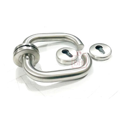 Stainless Steel Door Handle On Rose With Keyhole 150mm #4068 - Image 4