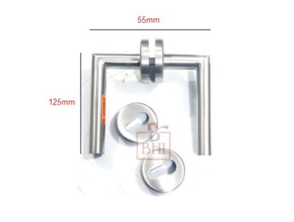 Stainless Steel Door Handle On Rose With Keyhole 125mm #4072 - Image 2