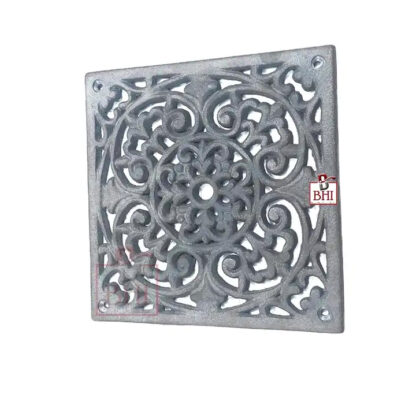 Brass Hardware India Supply Manufacturing Black Air Vent Cover Grille Floor Heat Vent Register Grille Heavy Cast Iron Design Rustic Duct Cover Overall Burn Black Finish 220mm #4088