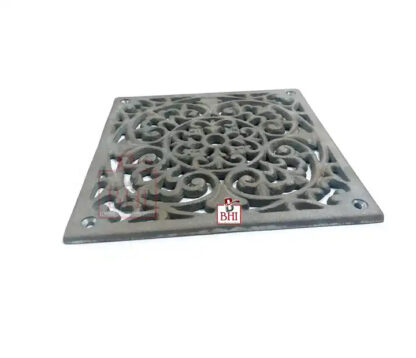 Brass Hardware India Supply Manufacturing Black Air Vent Cover Grille Floor Heat Vent Register Grille Heavy Cast Iron Design Rustic Duct Cover Overall Burn Black Finish 220mm #4088 - Image 2