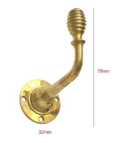 Brass Reeded Style Hook 70mm #5041 - Image 2