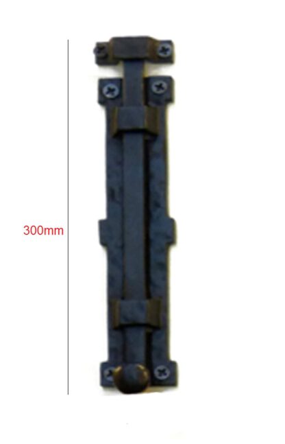Cast Iron Door Bolt Straight Black Surface Mounted Door Bolt, Sliding Door Lock, Lock Bolts for Securing Internal Doors for Bedrooms, Bathrooms, Storage Units and Cupboards Black Powder Coated Finish 300mm #2292 - Image 2