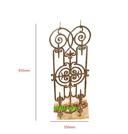 Hand Rails for Indoor Stairs, Modern Shaped Handrails with Scroll for Outdoor Steps, Rust Industrial Cast Iron Stair Railing Indoor for Porch Garden Loft Corridor, 935mm #6179 - Image 3