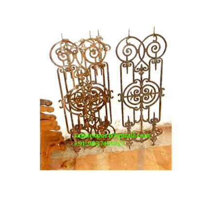 Hand Rails for Indoor Stairs, Modern Shaped Handrails with Scroll for Outdoor Steps, Rust Industrial Cast Iron Stair Railing Indoor for Porch Garden Loft Corridor, 935mm #6179 - Image 2