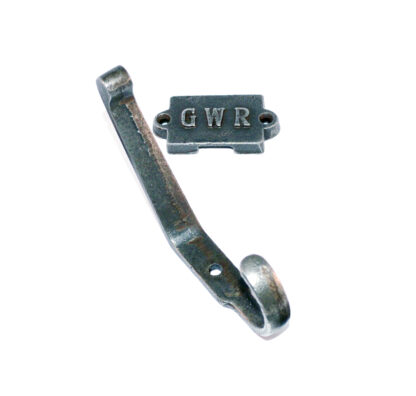 Robust Cast Iron Hat & Coat Hook-and-plaque with text "GWR- England Great Western Railways 110mm #1266 Black / Rustic / Natural Lacquered Finishes - Image 3