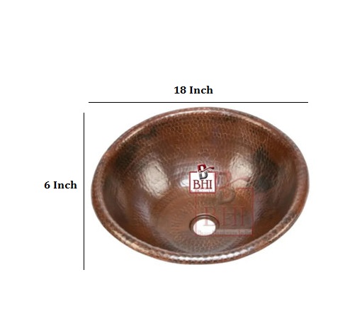 COPPER WASH BASIN 18x6 Inch#5062 - Image 2