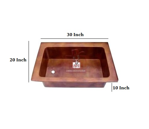 Copper Kitchen Sink 30x20x10 Inch #5069 - Image 2