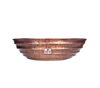 COPPER WASH BASIN TABLE TOP HAMMERED RIB STYLE OVAL 250x538x288mm #2773