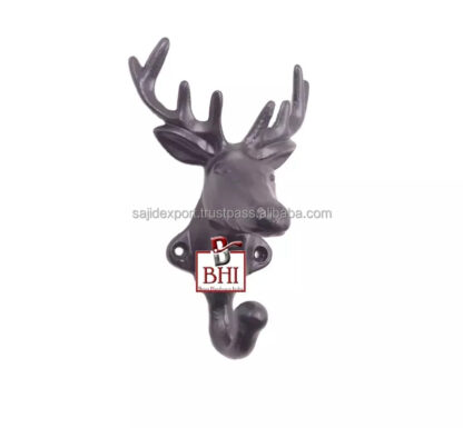 Cast Iron Animal Coat Hook"REINDEER" Style 150mm #1584 Matt Black Finish - Image 3