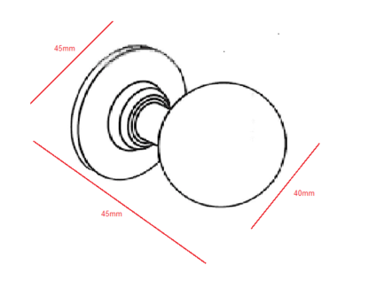 BRASS FRENCH DOOR KNOB (Escutcheon Optional) 40Ø, 45mm#2686 - Image 2