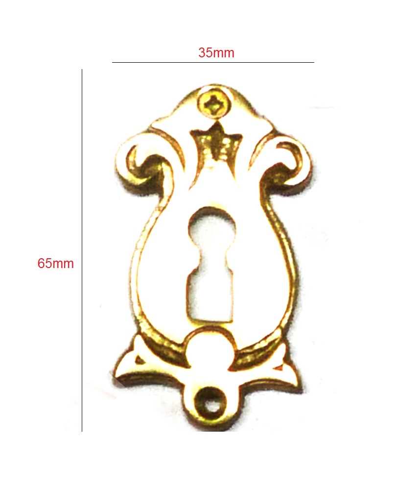 Brass Victorian Standard Profile Keyhole Open Lock Cover Plate Escutcheon Brass Door Escutcheon Euro Cylinder Keyhole Polish Brass Finish 65mm #2497 - Image 2