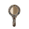 Brass Decorative Round Vintage Carving Silver Polished Handmade Style Vanity Hand Held Mirror Modern Round Metal Silver Plated Hand Mirror For Gifting, For Professional 125mm #2783