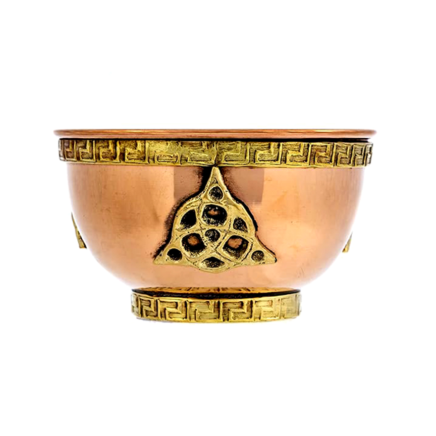Copper Triquetra Offering Bowl for Altar Use, Rituals, Incense, Smudging, Decoration, and More 77mm #2791 - Image 2