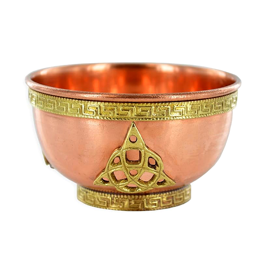 Copper Triquetra Offering Bowl for Altar Use, Rituals, Incense, Smudging, Decoration, and More 77mm #2791 - Image 6