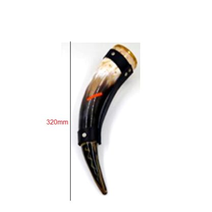 Horn Drinking Mug For Vine / Bear With Decorative Leather Holder 320mm #2880 - Image 2